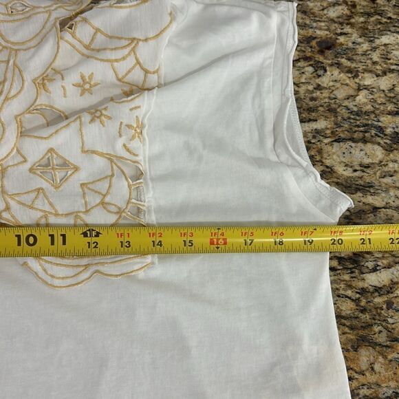 Free People Embroidered Flutter Sleeve Angel Tee In Ivory Size XS - Picture 8 of 9